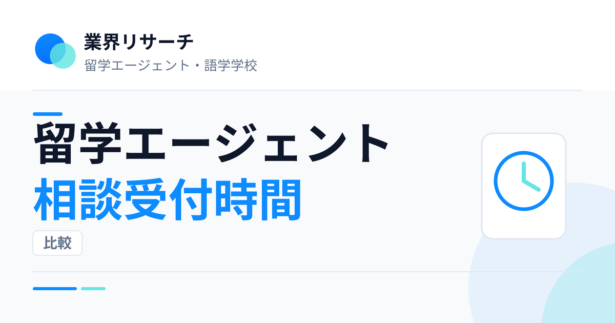 留学エージェントの相談受付時間を比較|業界リサーチ