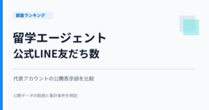 留学エージェントの公式LINE友だち数を代表アカウント別に比較