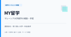 MY留学の企業調査。運営会社、マレーシアの取り扱い大学、料金と相談保証金の条件