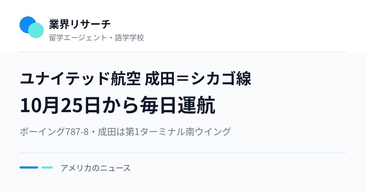 ユナイテッド航空の成田=シカゴ線が10月25日から毎日運航。ボーイング787-8、成田は第1ターミナル南ウイング